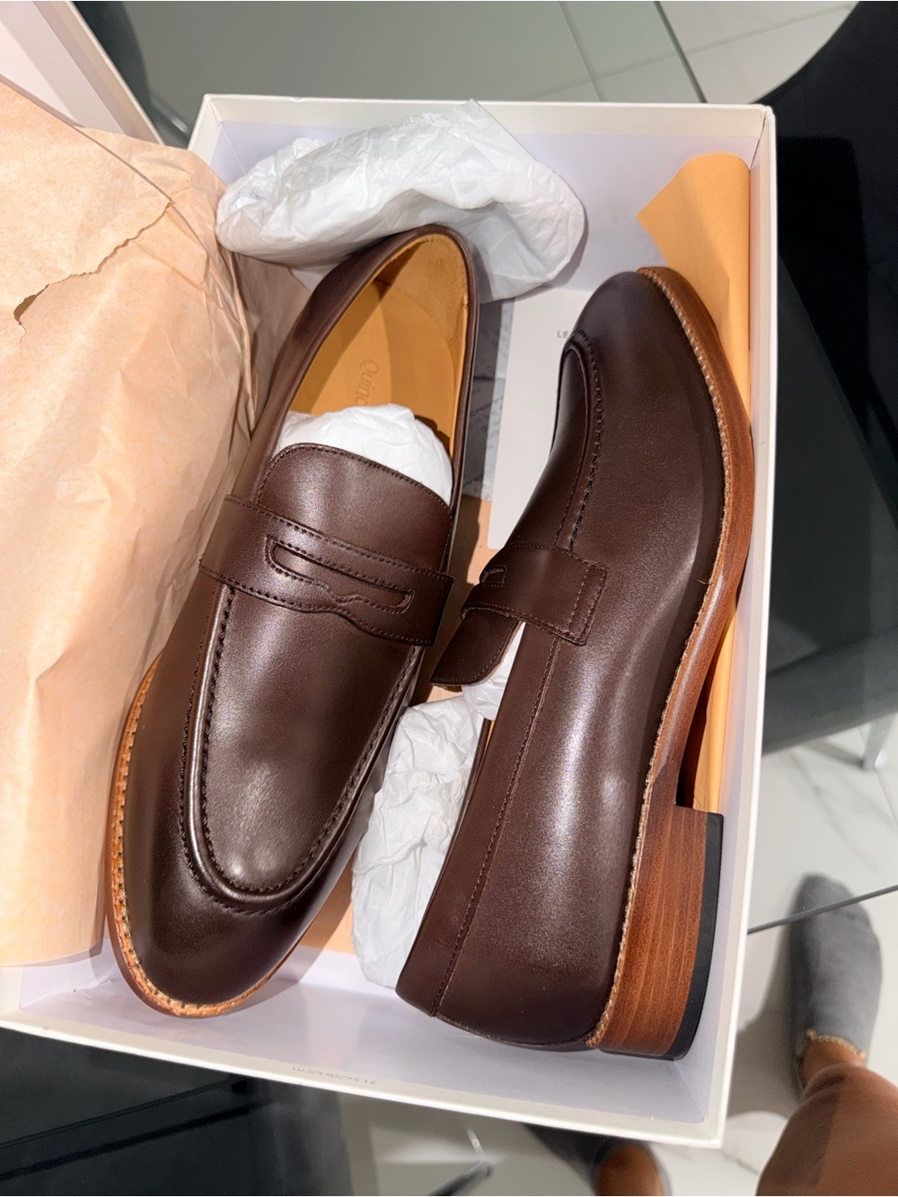 Quince Dark Brown Leather Penny Loafers for Men